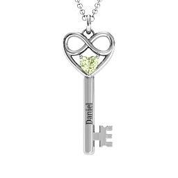Infinitely in Love Key Pendant in 925 Sterling Silver with Peridot