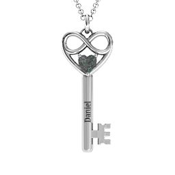 Infinitely in Love Key Pendant in 925 Sterling Silver with Alexandrite