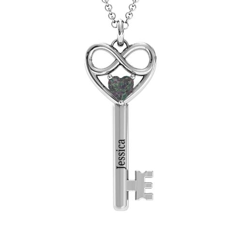 Infinitely in Love Key Pendant – Sterling Silver with Alexandrite