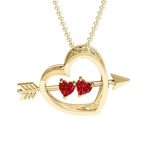 Meant to Be 3-D Pendant – 9kt Yellow Gold with Garnet