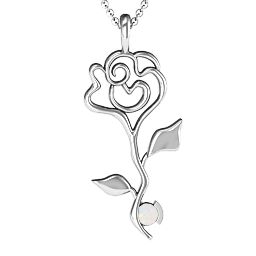 Enchanted Rose Pendant in 925 Sterling Silver with Opal
