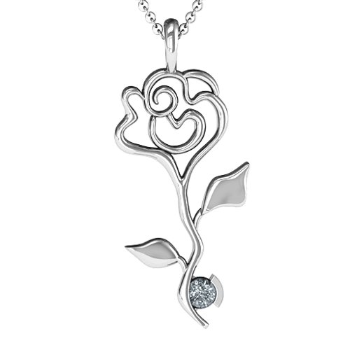 Enchanted Rose Pendant – Sterling Silver with Cubic Zirconia
