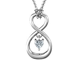 Dangling Heart Infinity Pendant in 925 Sterling Silver with Diamond