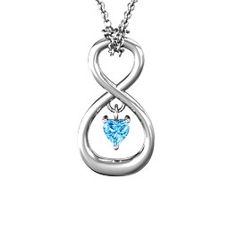 Dangling Heart Infinity Pendant in 925 Sterling Silver with Blue Topaz