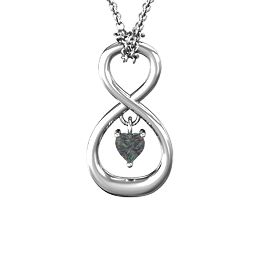 Dangling Heart Infinity Pendant in 925 Sterling Silver with Alexandrite