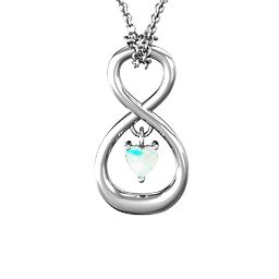 Dangling Heart Infinity Pendant in 925 Sterling Silver with Opal