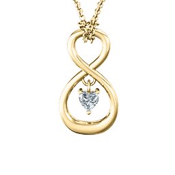 Dangling Heart Infinity Pendant in 9K Solid Yellow Gold