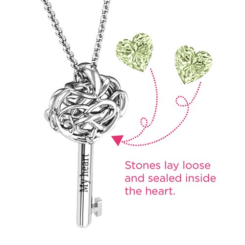 Infinitely in Love Caged Key Pendant – Sterling Silver with Peridot