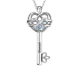“Beautiful Blossoms” Caged Key Pendant