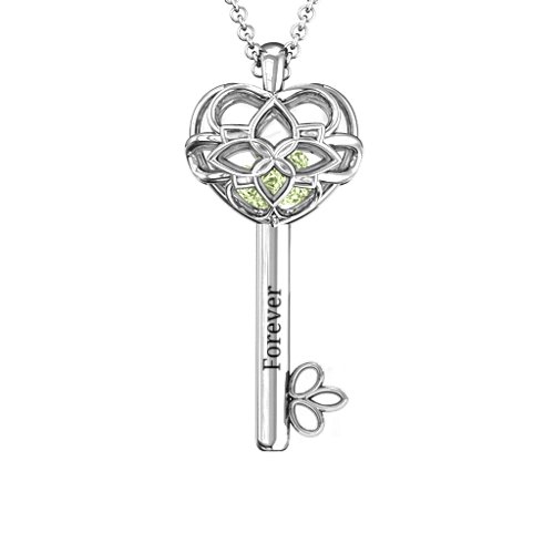 “Beautiful Blossoms” Caged Key Pendant – Sterling Silver with Peridot