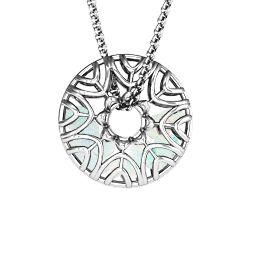 Endless Love Caged Stones Pendant in 925 Sterling Silver with Opal