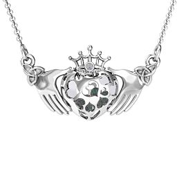Caged Hearts Claddagh Pendant in 925 Sterling Silver with Alexandrite, Pink Tourmaline, and Citrine