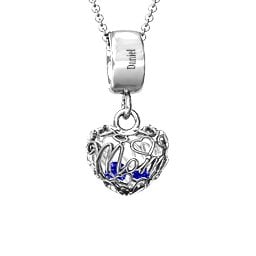 Engravable Mom Heart Cage Pendant with 2-4 Gemstones