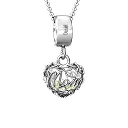 Engravable Mom Heart Cage Pendant with 2-4 Gemstones in 925 Sterling Silver with Peridot, Garnet, and Amethyst
