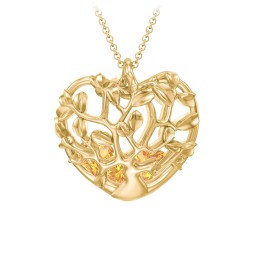 Family Tree Caged Heart Pendant