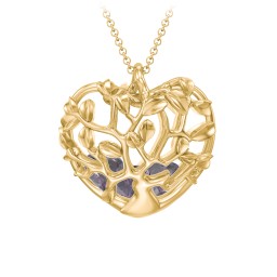 Family Tree Caged Heart Pendant