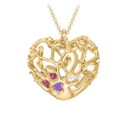 Family Tree Caged Heart Pendant