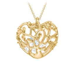 Family Tree Caged Heart Pendant