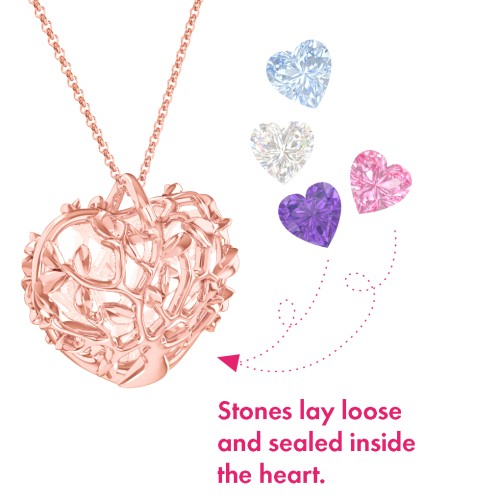 Family Tree Caged Heart Pendant