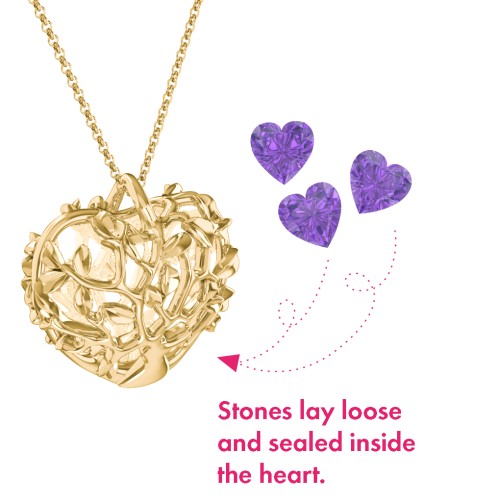 Family Tree Caged Heart Pendant