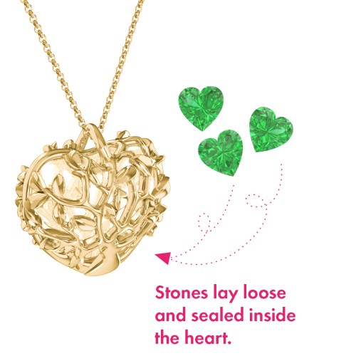 Family Tree Caged Heart Pendant