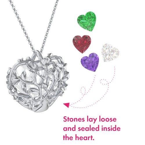 Family Tree Caged Heart Pendant