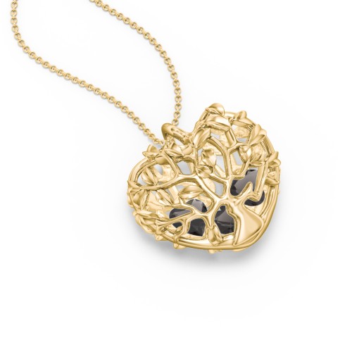 Family Tree Caged Heart Pendant