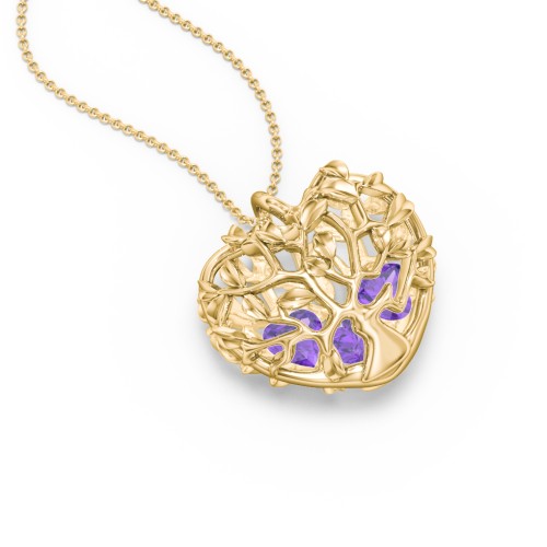 Family Tree Caged Heart Pendant