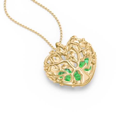 Family Tree Caged Heart Pendant