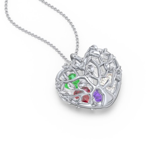 Family Tree Caged Heart Pendant