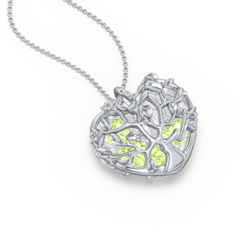 Family Tree Caged Heart Pendant