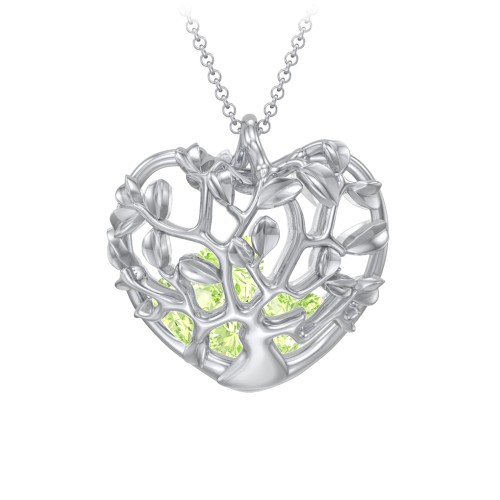Family Tree Caged Heart Pendant