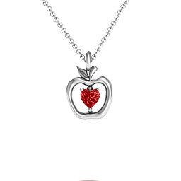 An Apple A Day Pendant in 925 Sterling Silver with Garnet