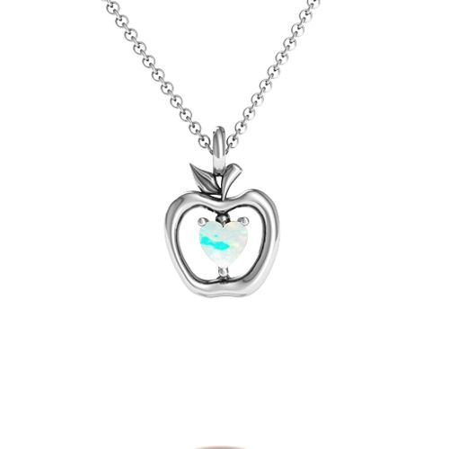 An Apple A Day Pendant – Sterling Silver with Opal