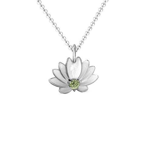 Spiritual Lotus Pendant – Sterling Silver with Peridot