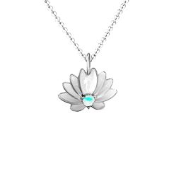 Spiritual Lotus Pendant in 925 Sterling Silver with Opal