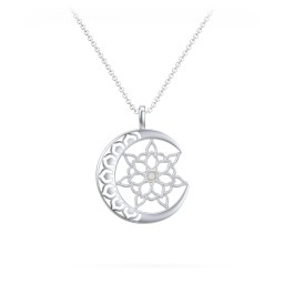 Sun and Moon Mandala Pendant in 925 Sterling Silver with Opal