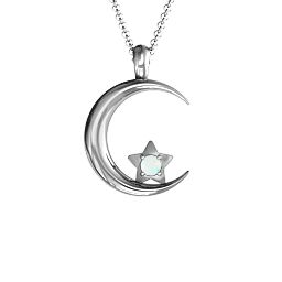 Moonlight Love Pendant in 925 Sterling Silver with Opal