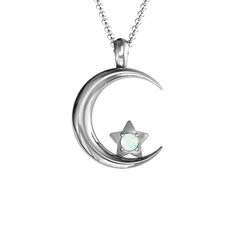Moonlight Love Pendant – Sterling Silver with Opal