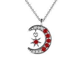 Sparkling Star And Moon Gemstone Pendant