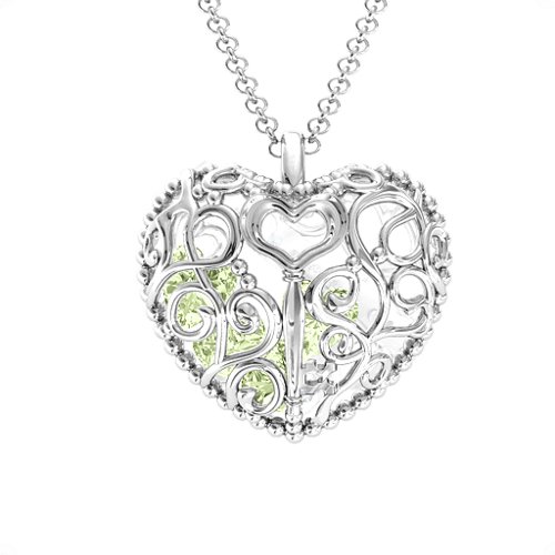 Engravable Heart Cage Pendant With 1 - 6 Heart Gemstones