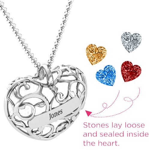 Fancy Filigree Engravable Cage Heart Pendant