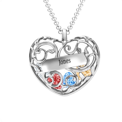 Fancy Filigree Engravable Cage Heart Pendant