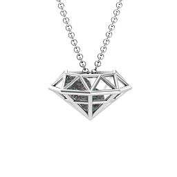 Flat Back Diamond Cage Pendant With 1 - 3 Gemstones in 925 Sterling Silver with Alexandrite