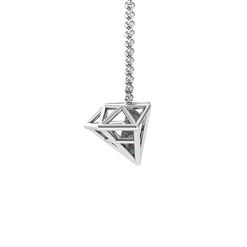Flat Back Diamond Cage Pendant With 1 - 3 Gemstones – Sterling Silver with Alexandrite