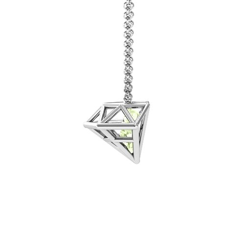 Flat Back Diamond Cage Pendant With 1 - 3 Gemstones – Sterling Silver with Peridot