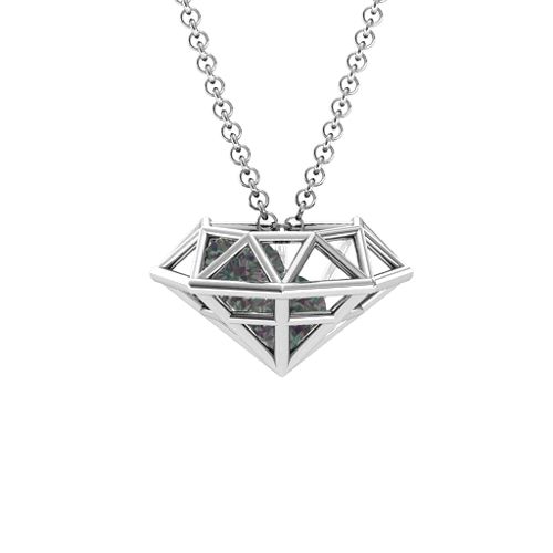Flat Back Diamond Cage Pendant With 1 - 3 Gemstones – Sterling Silver with Alexandrite