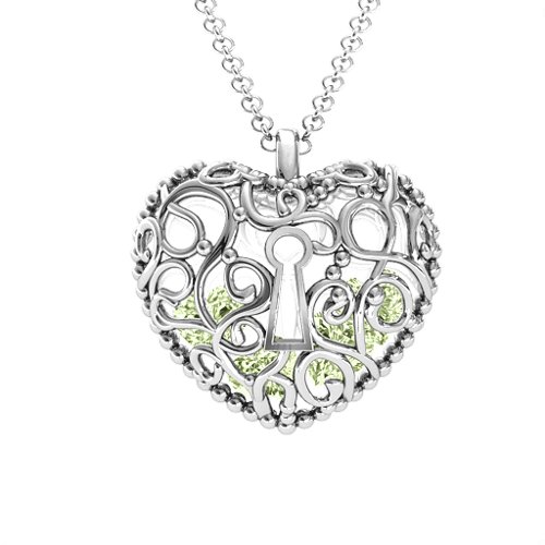Filigree Lock & Key Heart Cage Pendant