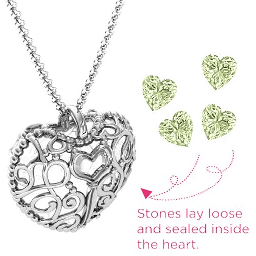 Filigree Lock & Key Heart Cage Pendant
