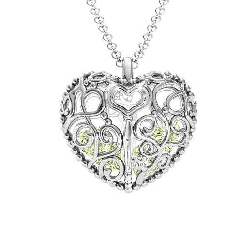 Filigree Lock & Key Heart Cage Pendant